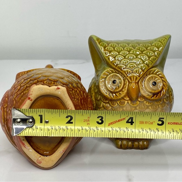 Set Of 2 Owl Figurines Ceramic Table Top Decor Autumn Fall Decoration - Picture 9 of 11